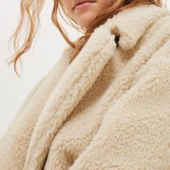 TopShop petite borg Cocoon Coat Jacket cream color - Picture 6 of 7
